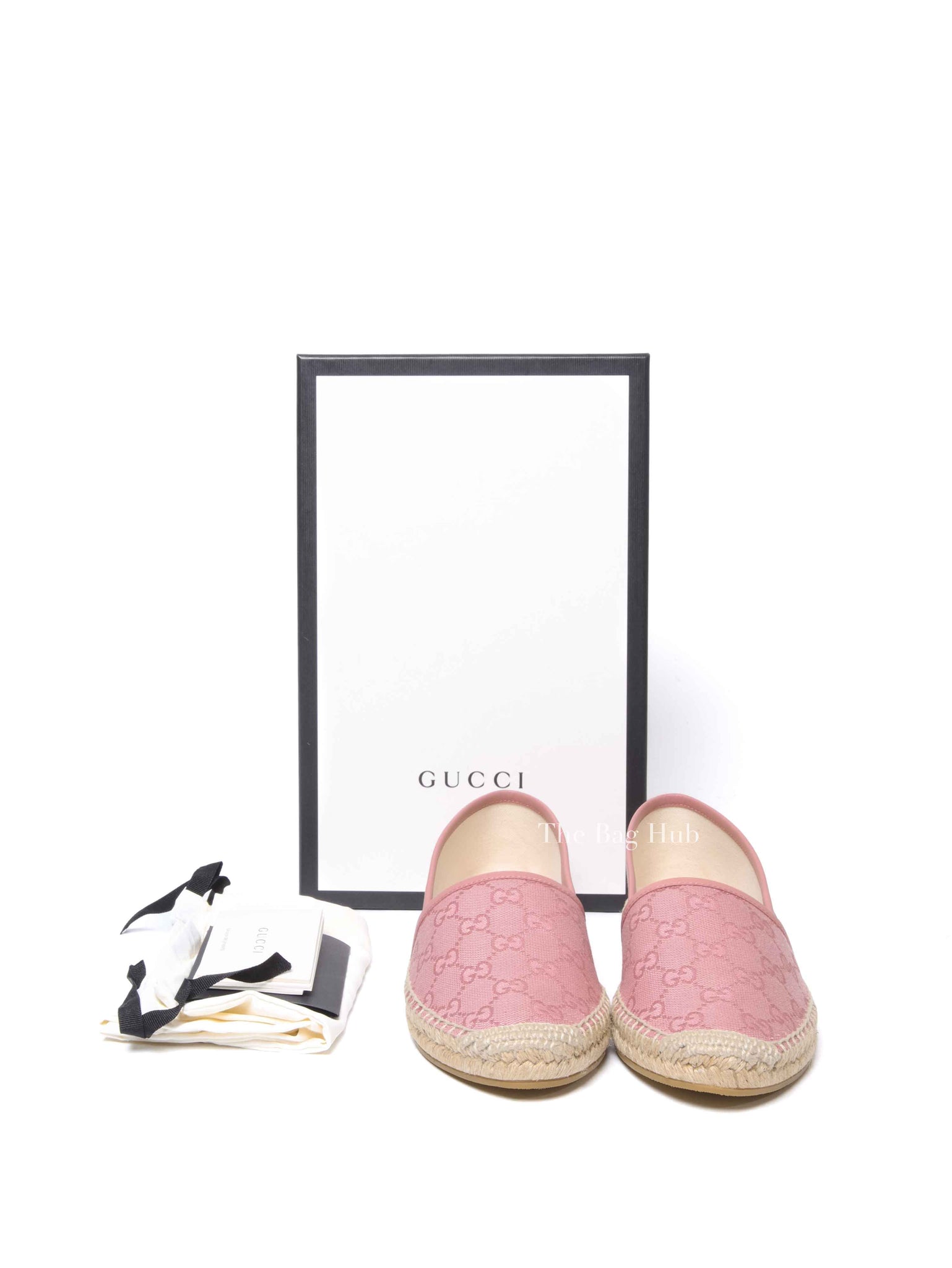 Gucci Pink GG Canvas and Leather Espadrille Flats Size 38
