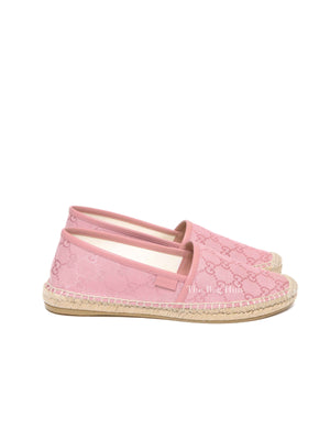 Gucci Pink GG Canvas and Leather Espadrille Flats Size 38