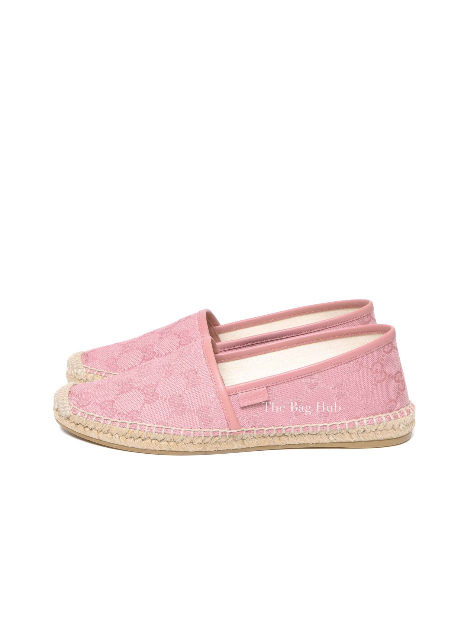 Gucci Pink GG Canvas and Leather Espadrille Flats Size 38
