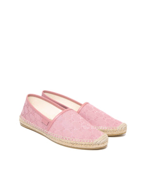 Gucci Pink GG Canvas and Leather Espadrille Flats Size 38