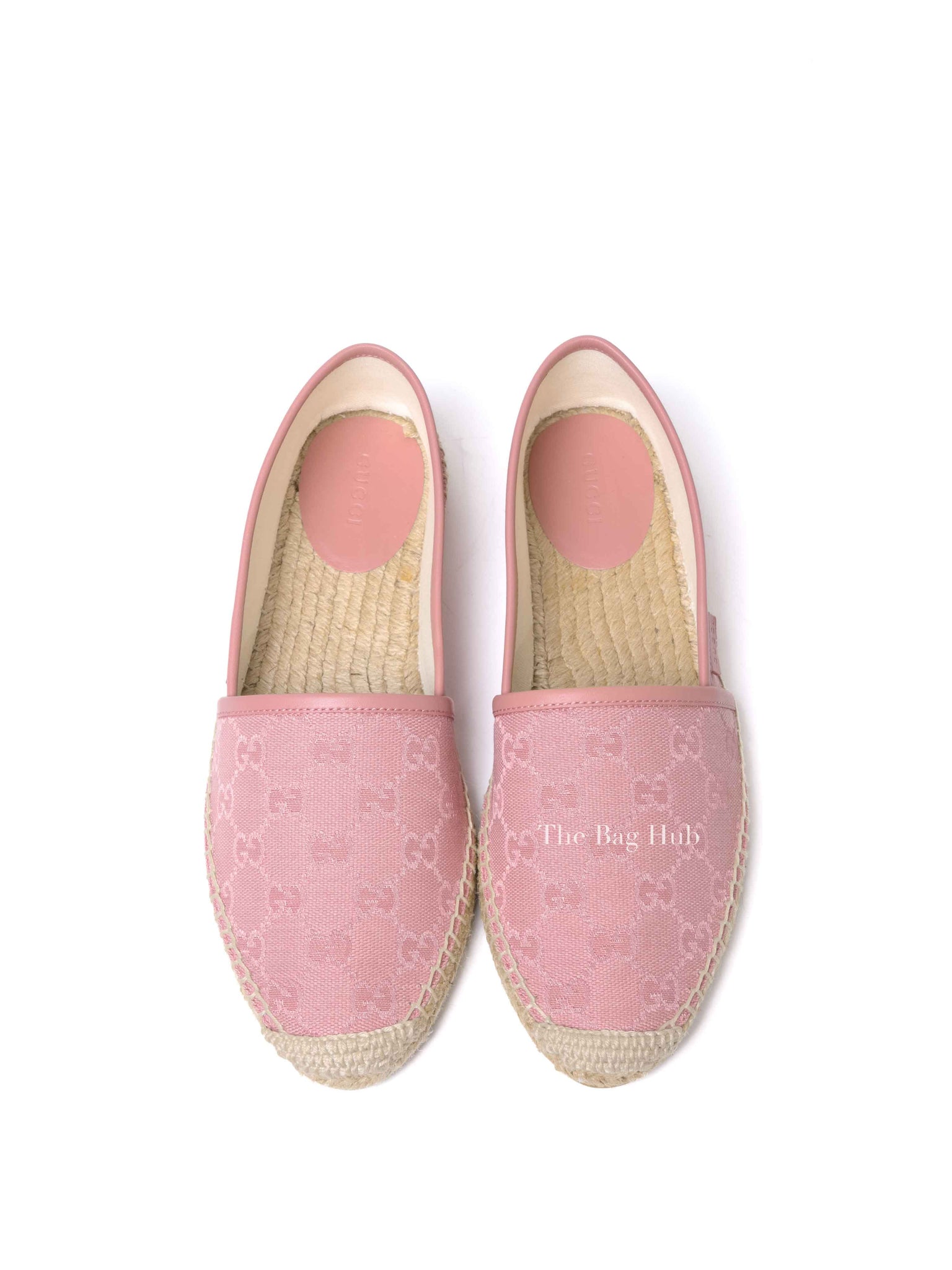 Gucci Pink GG Canvas and Leather Espadrille Flats Size 38