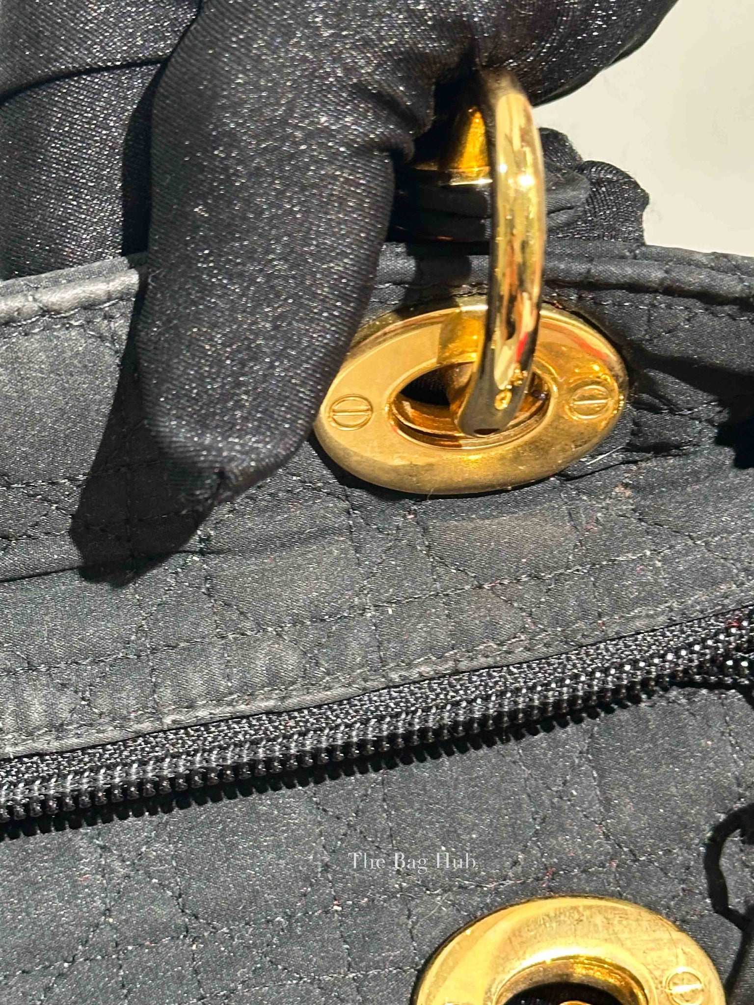 Dior Black Cannage/Micro Fiber Small Lady Dior Bag