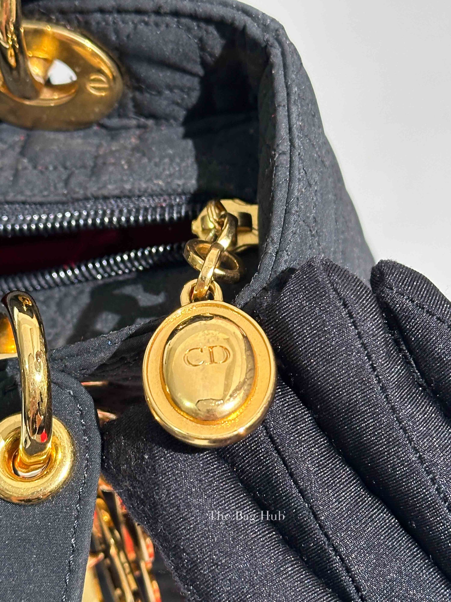 Dior Black Cannage/Micro Fiber Small Lady Dior Bag