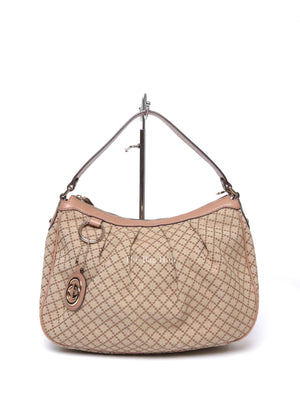 Gucci Pink Diamante Canvas Sukey Hobo Medium Bag