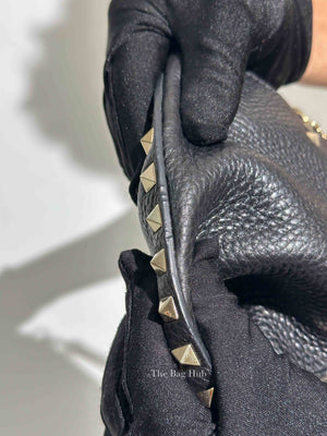 Valentino Black Leather Rockstud Trapeze Small Tote Bag