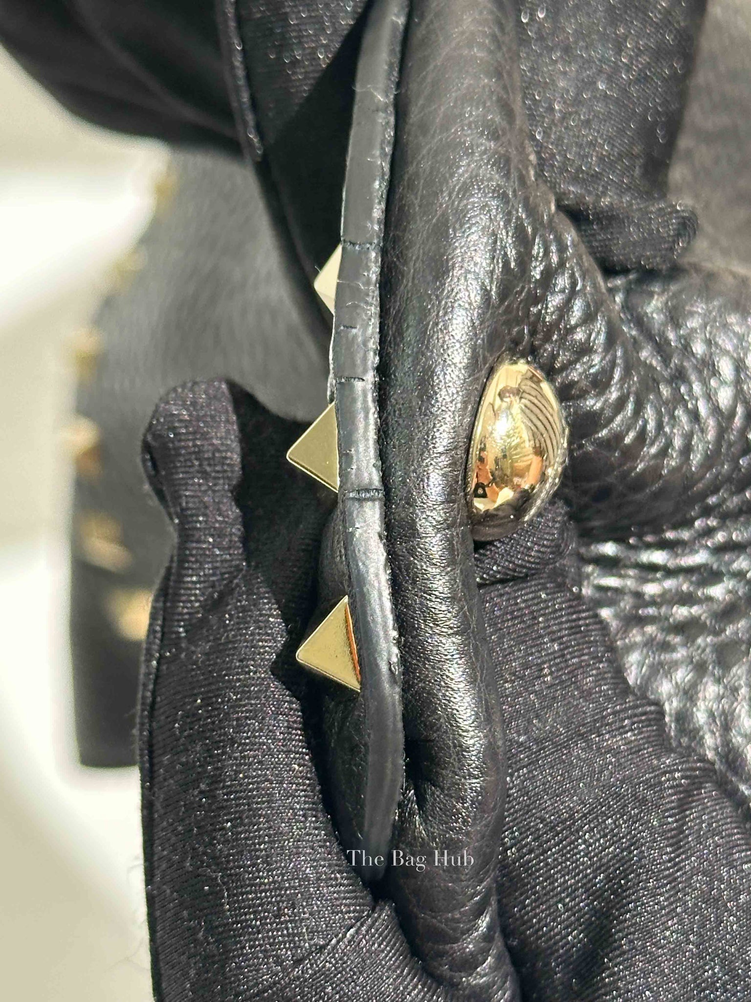 Valentino Black Leather Rockstud Trapeze Small Tote Bag