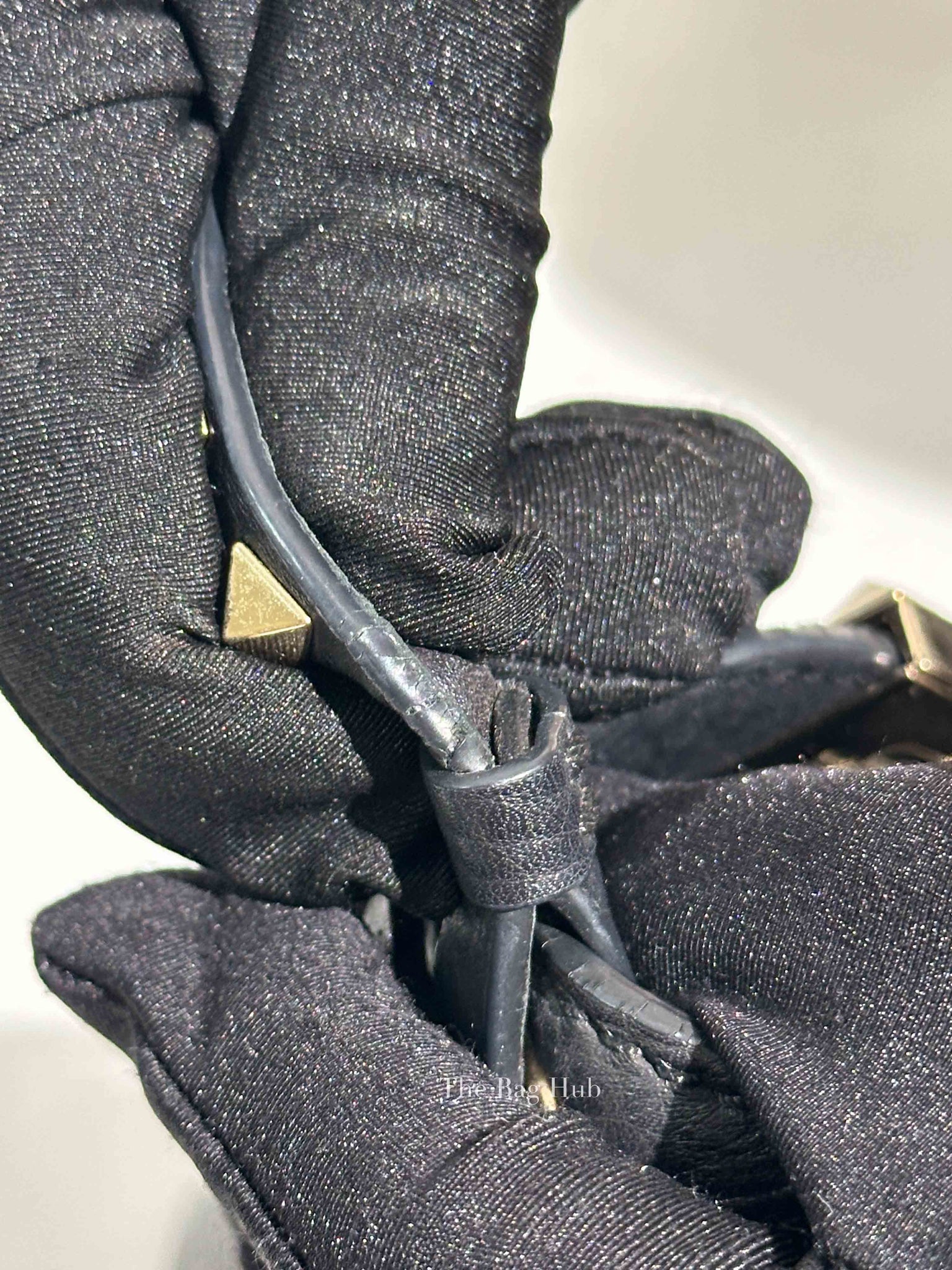 Valentino Black Leather Rockstud Trapeze Small Tote Bag