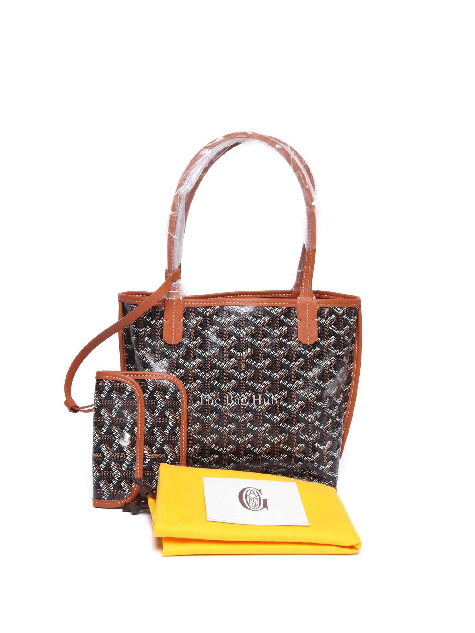Goyard Black Tan Coated Canvas Goyardine Anjou Mini Reversible Bag