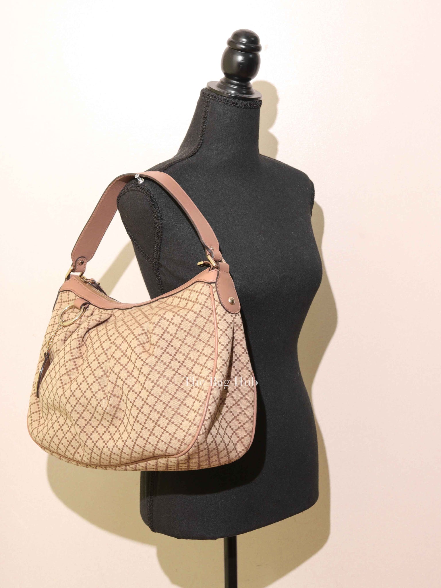 Gucci Pink Diamante Canvas Sukey Hobo Medium Bag