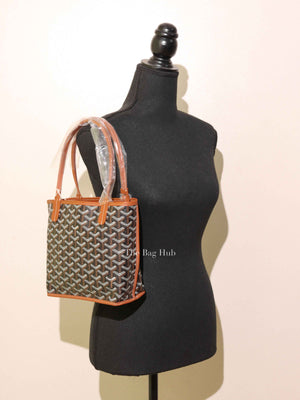 Goyard Black Tan Coated Canvas Goyardine Anjou Mini Reversible Bag
