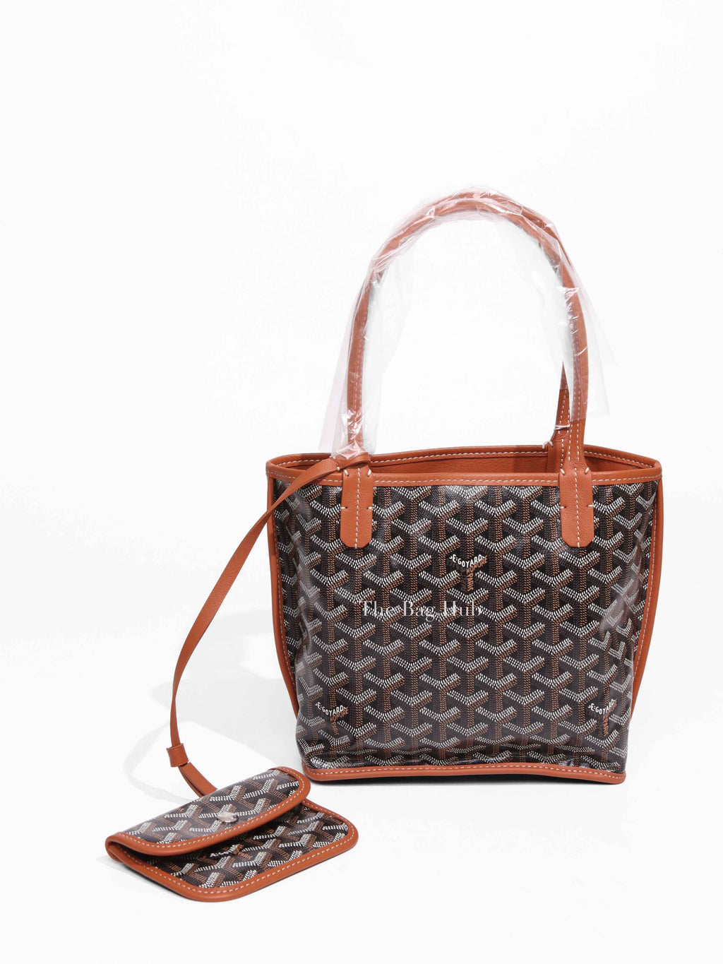 Goyard Black Tan Coated Canvas Goyardine Anjou Mini Reversible Bag
