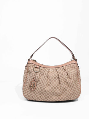 Gucci Pink Diamante Canvas Sukey Hobo Medium Bag