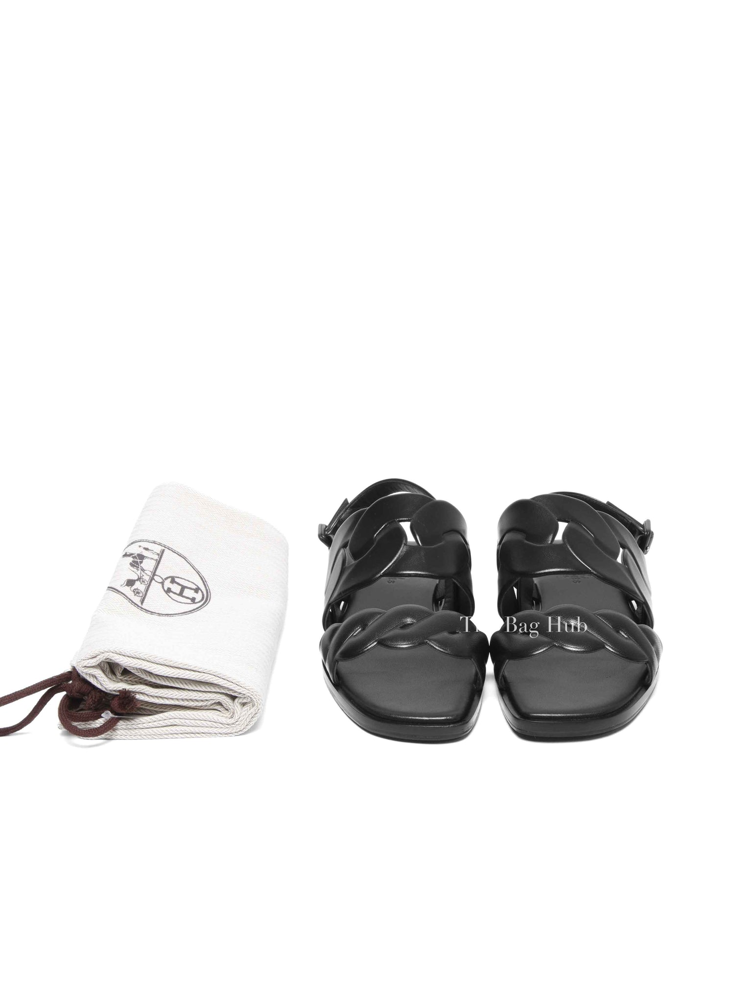 Hermes Black Leather Nappa Grace Women's Sandals Size 38