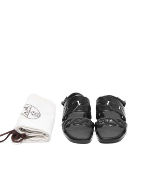 Hermes Black Leather Nappa Grace Women's Sandals Size 38