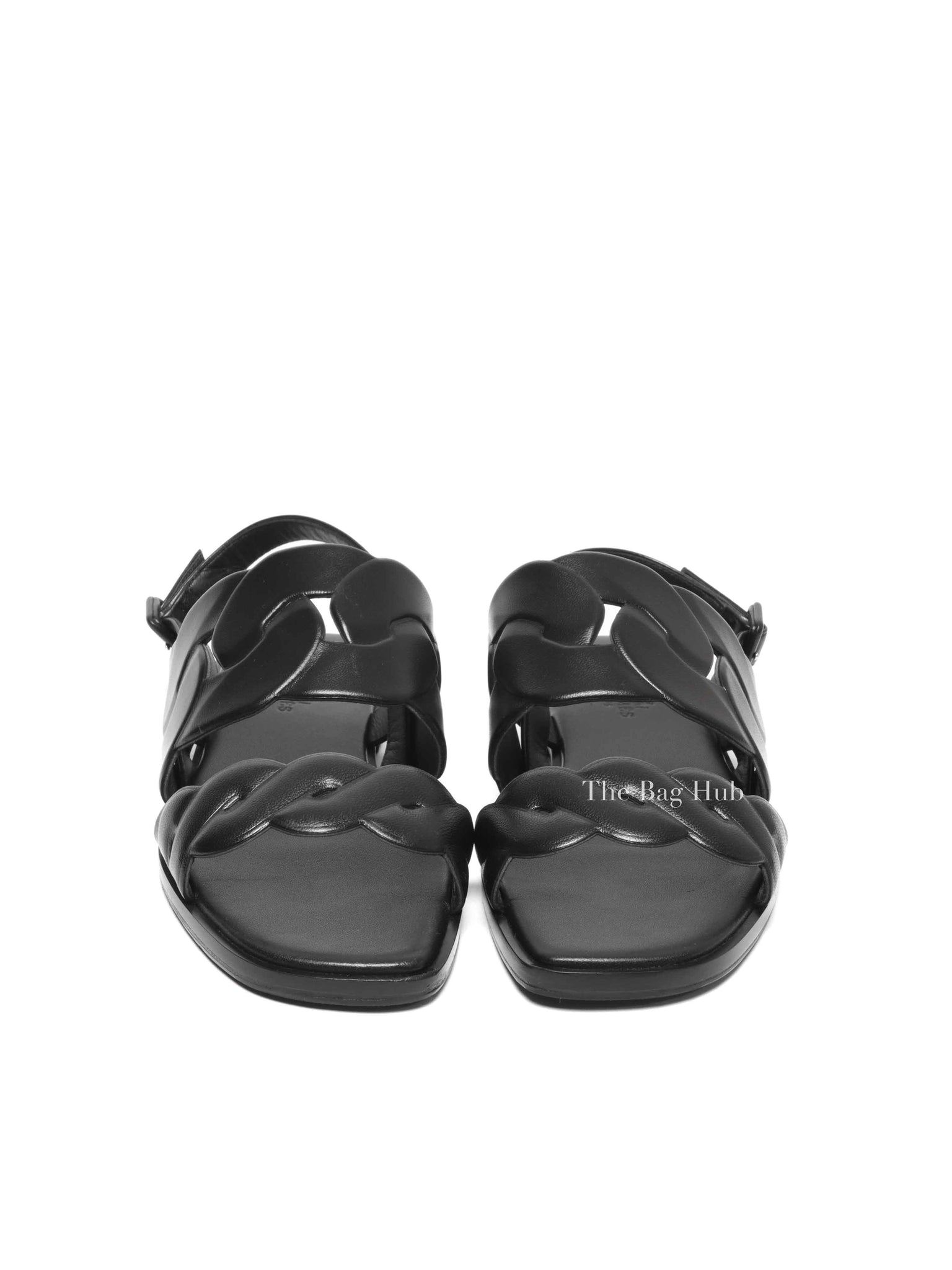 Hermes Black Leather Nappa Grace Women's Sandals Size 38