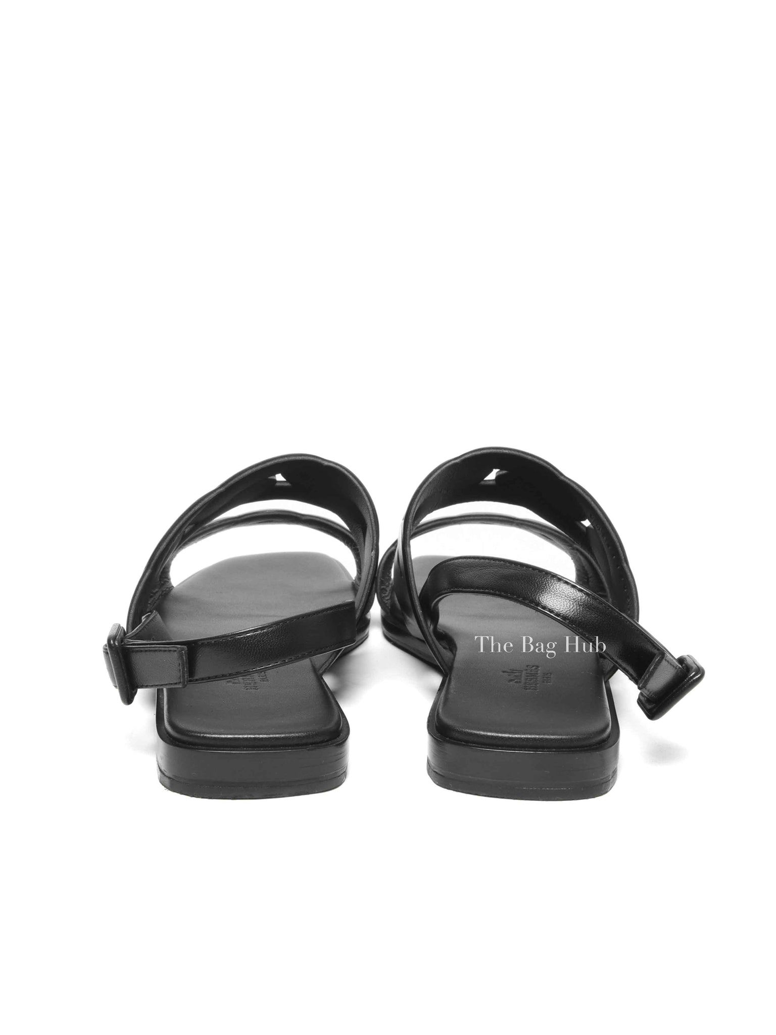 Hermes Black Leather Nappa Grace Women's Sandals Size 38