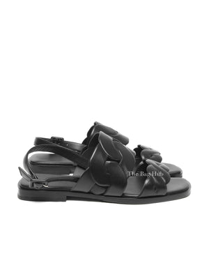 Hermes Black Leather Nappa Grace Women's Sandals Size 38