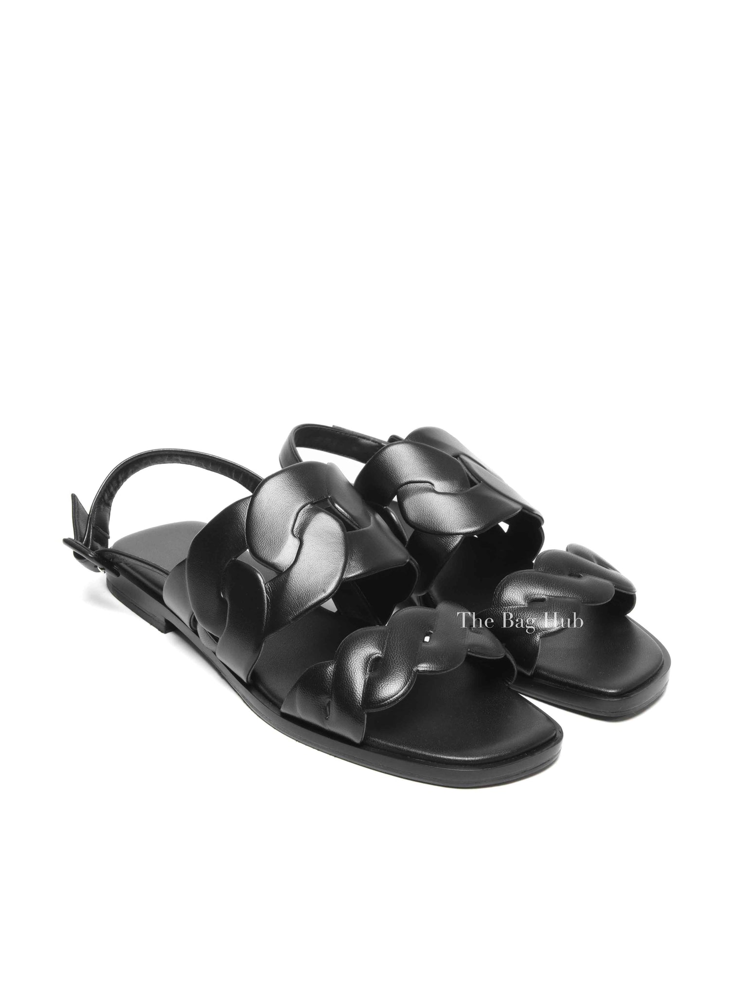 Hermes Black Leather Nappa Grace Women's Sandals Size 38