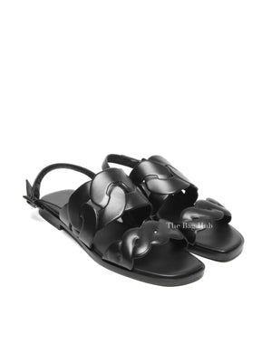 Hermes Black Leather Nappa Grace Women's Sandals Size 38
