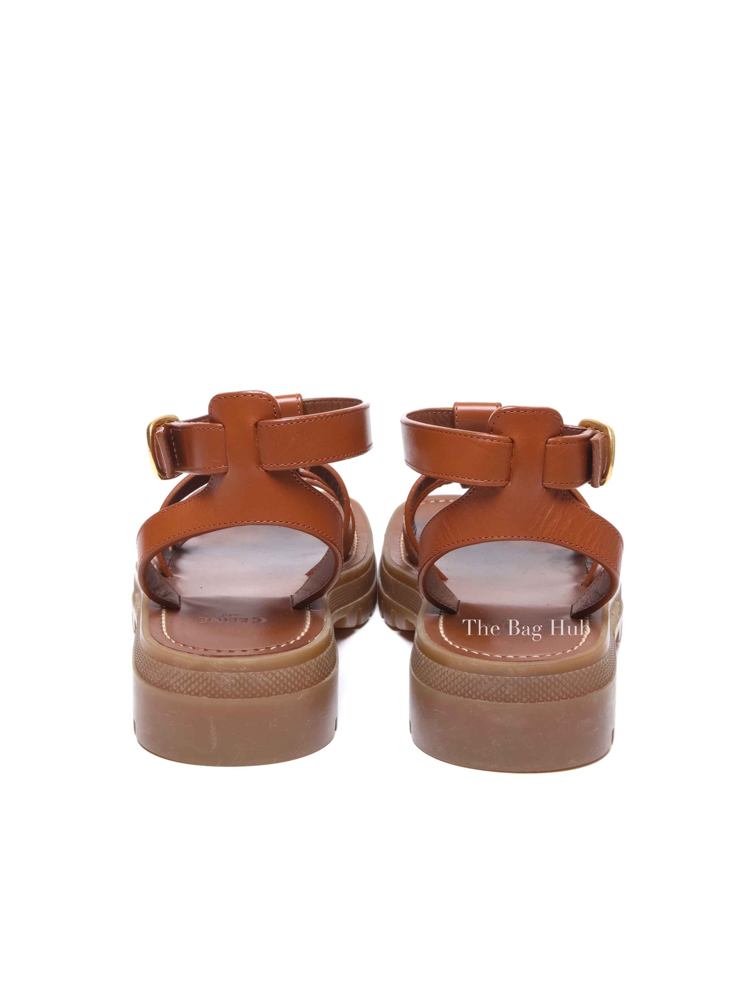 Celine Tan Leather Clea Triomphe Sandals Size 36