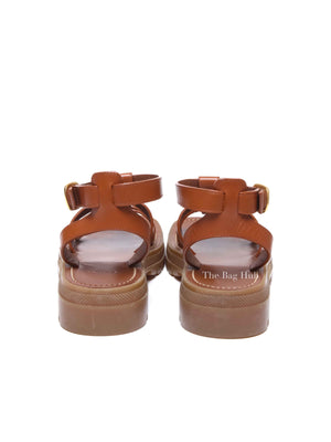 Celine Tan Leather Clea Triomphe Sandals Size 36