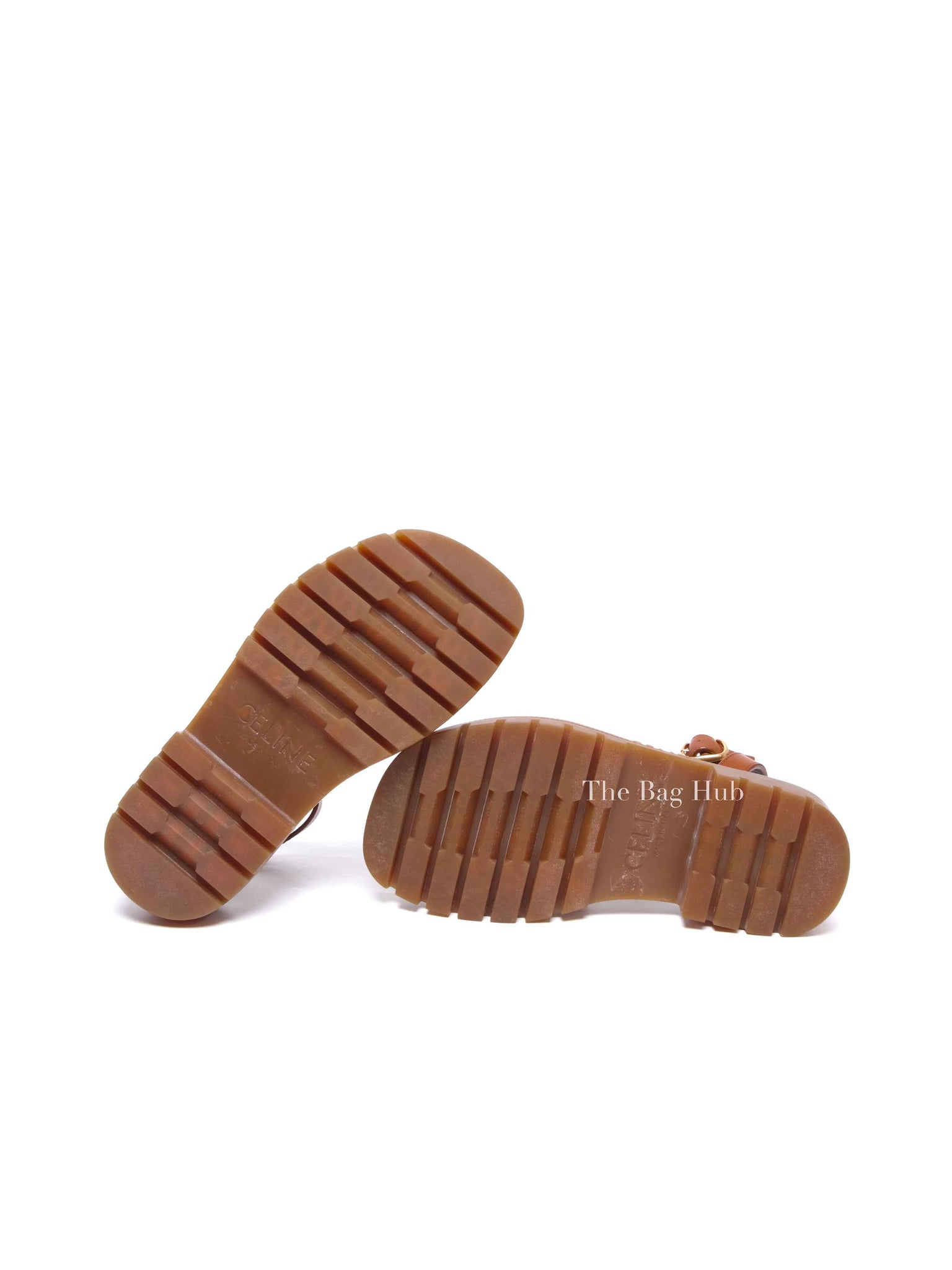 Celine Tan Leather Clea Triomphe Sandals Size 36