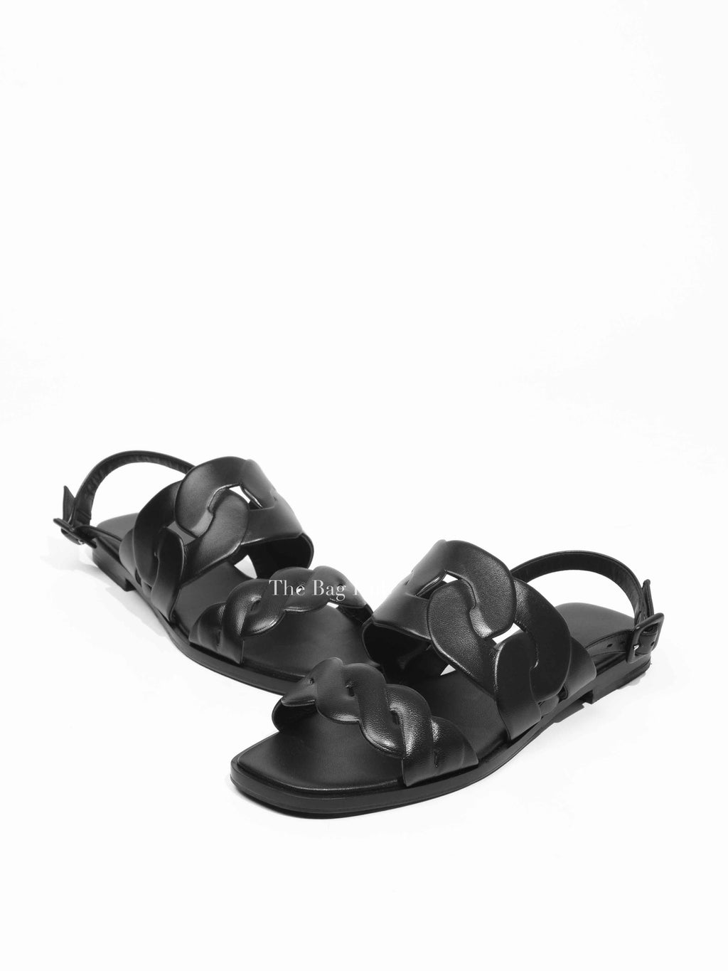 Hermes Black Leather Nappa Grace Women's Sandals Size 38