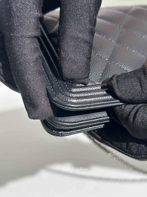 Chanel Black Caviar Leather Quilted Boy Wallet On Chain