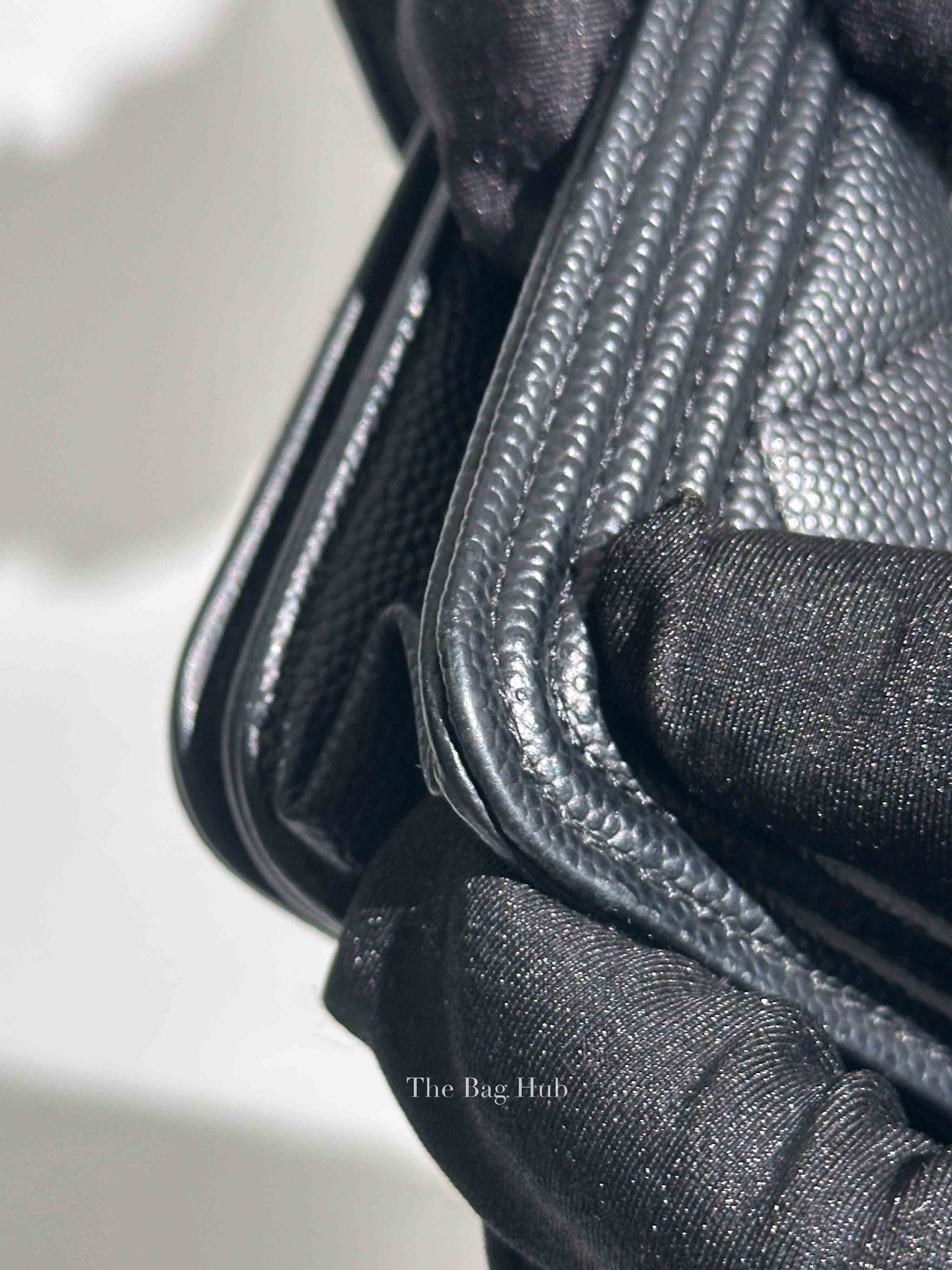 Chanel Black Caviar Leather Quilted Boy Wallet On Chain