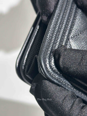 Chanel Black Caviar Leather Quilted Boy Wallet On Chain
