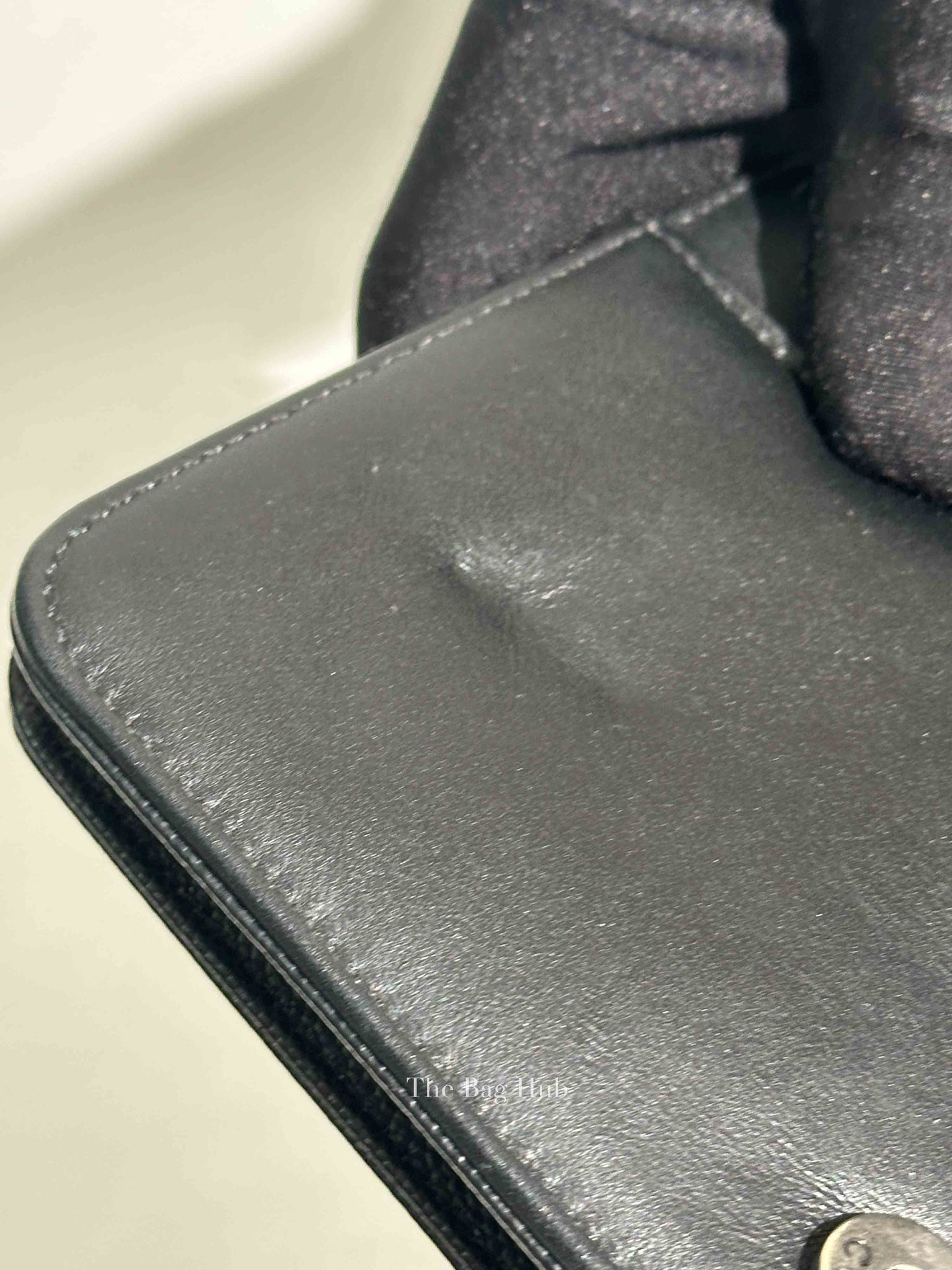Chanel Black Caviar Leather Quilted Boy Wallet On Chain