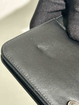 Chanel Black Caviar Leather Quilted Boy Wallet On Chain