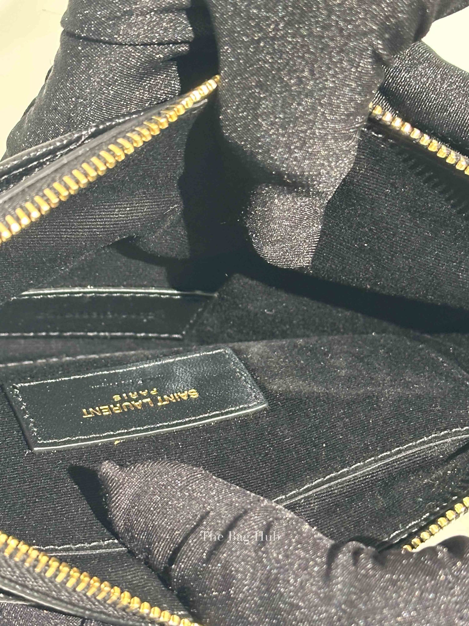 Saint Laurent Black Grain De Poudre Chevron Monogram Large Bill Pouch