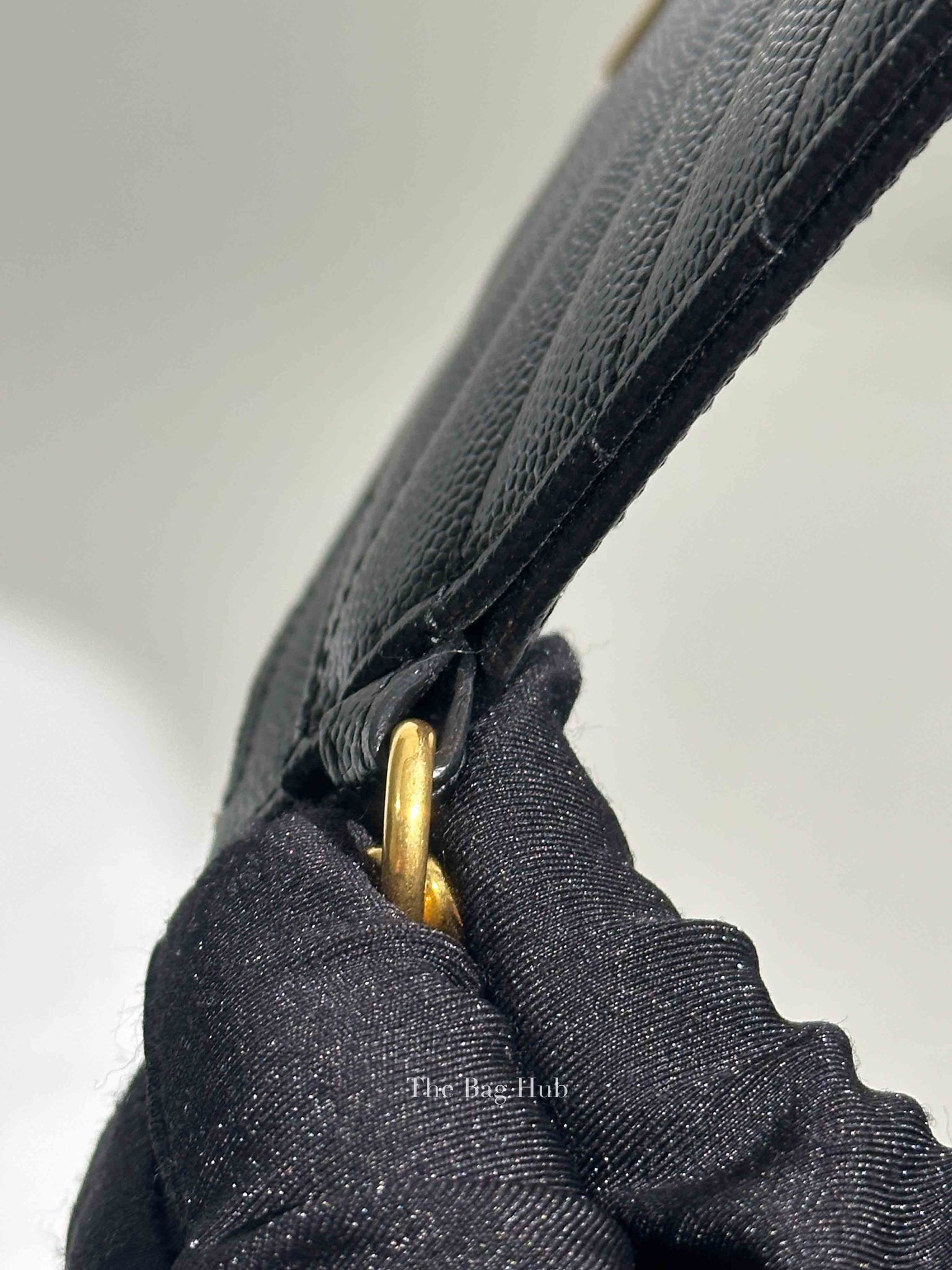 Saint Laurent Black Grain De Poudre Chevron Monogram Large Bill Pouch