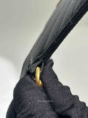 Saint Laurent Black Grain De Poudre Chevron Monogram Large Bill Pouch