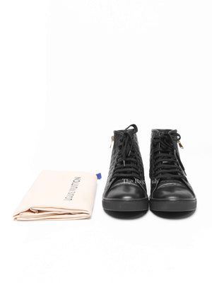 Louis Vuitton Black Calfskin Embossed Monogram Punchy High Top Sneakers 36.5