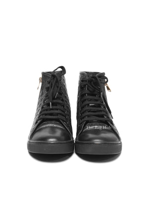 Louis Vuitton Black Calfskin Embossed Monogram Punchy High Top Sneakers 36.5