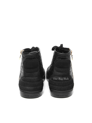 Louis Vuitton Black Calfskin Embossed Monogram Punchy High Top Sneakers 36.5