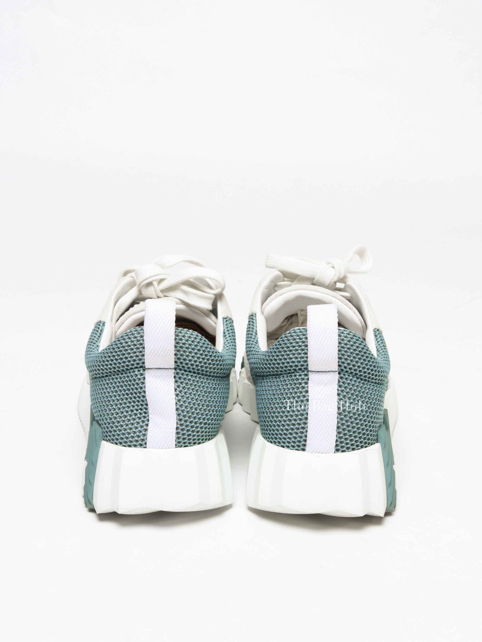 Hermes Green/Grey Mesh and Suede Tennis Bouncing Sneakers Size 38