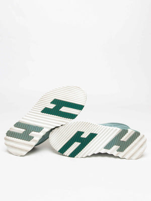 Hermes Green/Grey Mesh and Suede Tennis Bouncing Sneakers Size 38