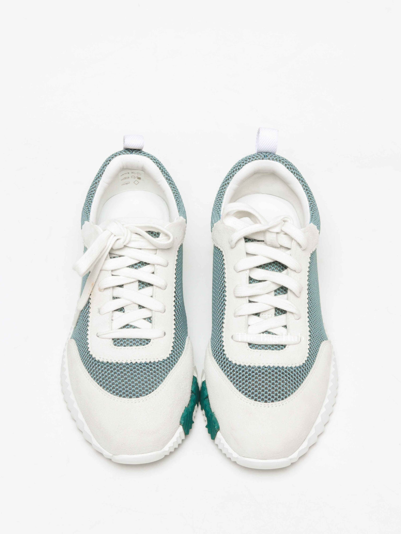 Hermes Green/Grey Mesh and Suede Tennis Bouncing Sneakers Size 38