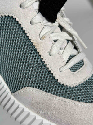 Hermes Green/Grey Mesh and Suede Tennis Bouncing Sneakers Size 38