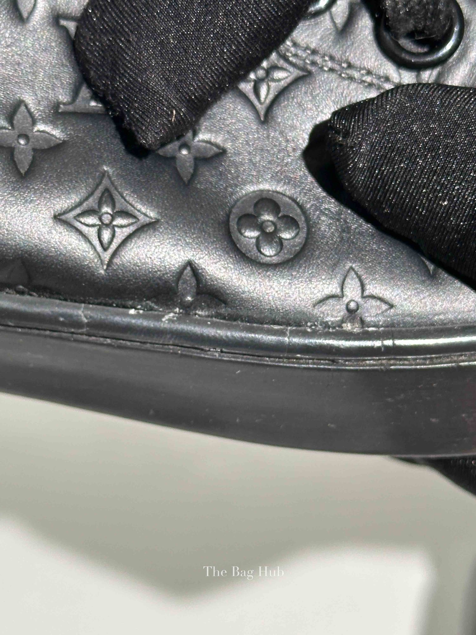 Louis Vuitton Black Calfskin Embossed Monogram Punchy High Top Sneakers 36.5