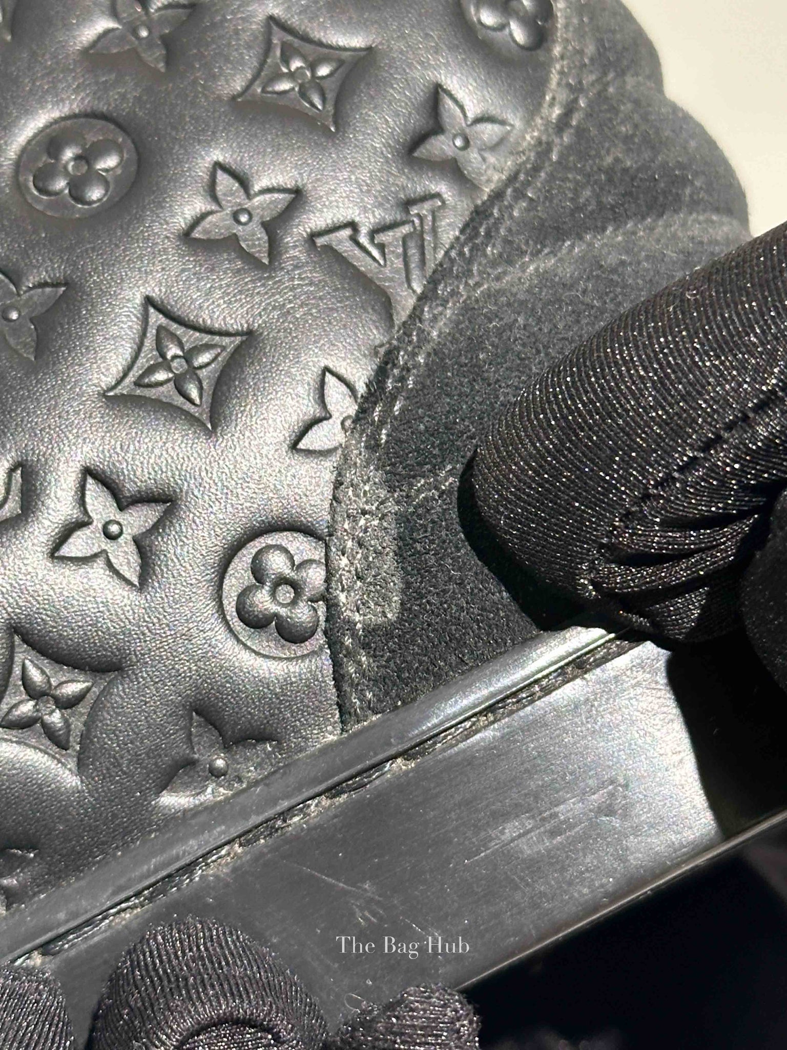Louis Vuitton Black Calfskin Embossed Monogram Punchy High Top Sneakers 36.5
