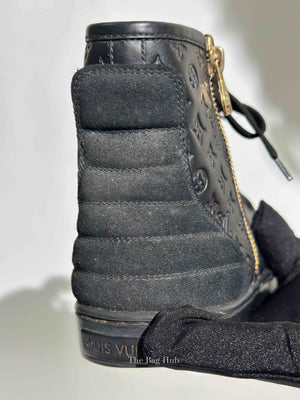 Louis Vuitton Black Calfskin Embossed Monogram Punchy High Top Sneakers 36.5
