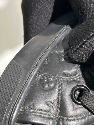 Louis Vuitton Black Calfskin Embossed Monogram Punchy High Top Sneakers 36.5