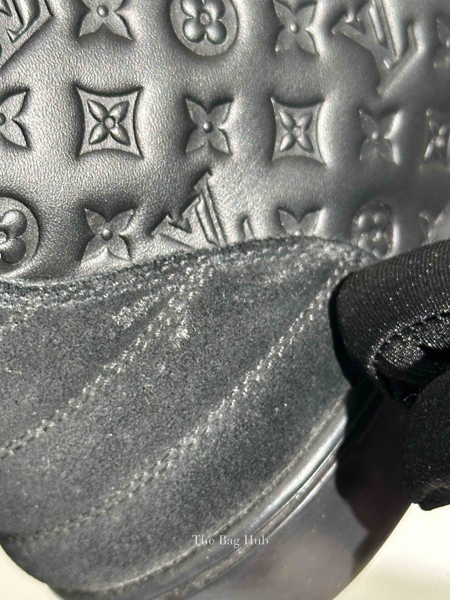 Louis Vuitton Black Calfskin Embossed Monogram Punchy High Top Sneakers 36.5