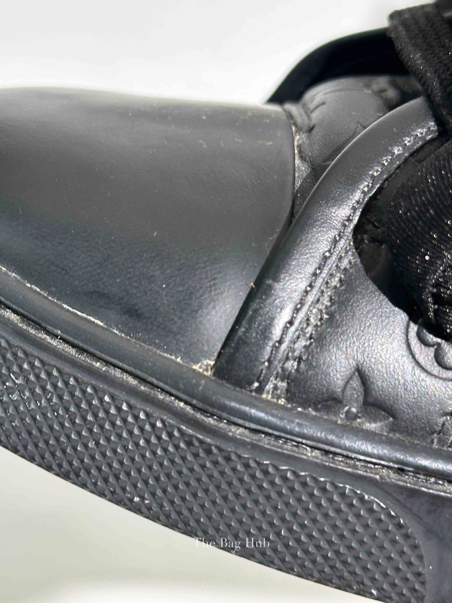 Louis Vuitton Black Calfskin Embossed Monogram Punchy High Top Sneakers 36.5