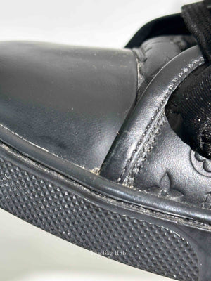 Louis Vuitton Black Calfskin Embossed Monogram Punchy High Top Sneakers 36.5