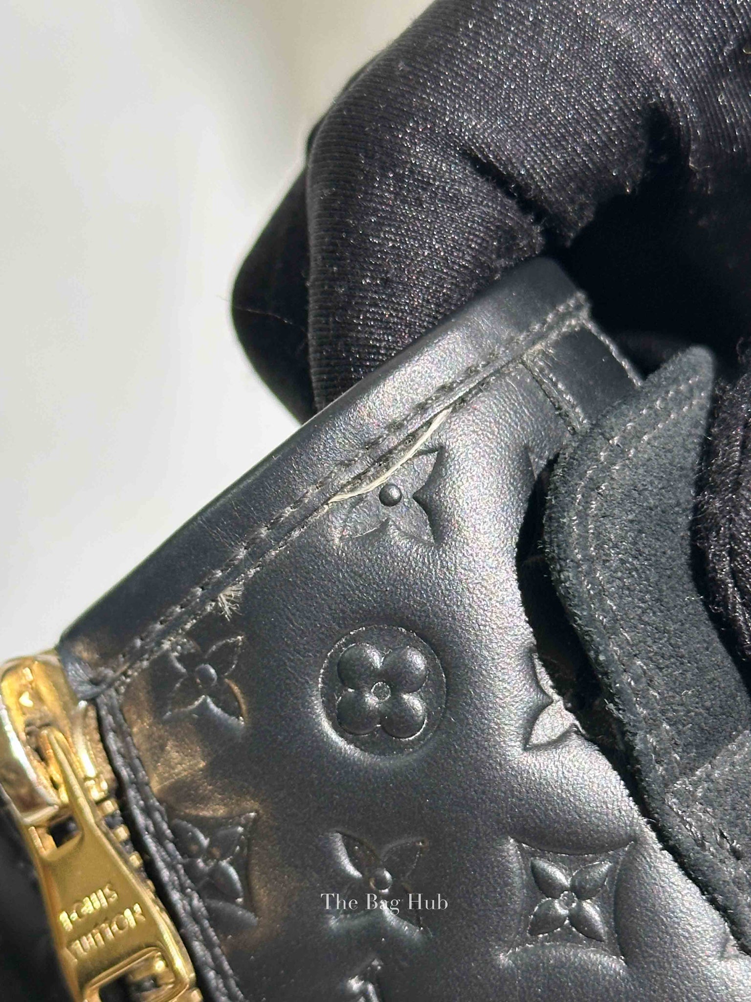 Louis Vuitton Black Calfskin Embossed Monogram Punchy High Top Sneakers 36.5